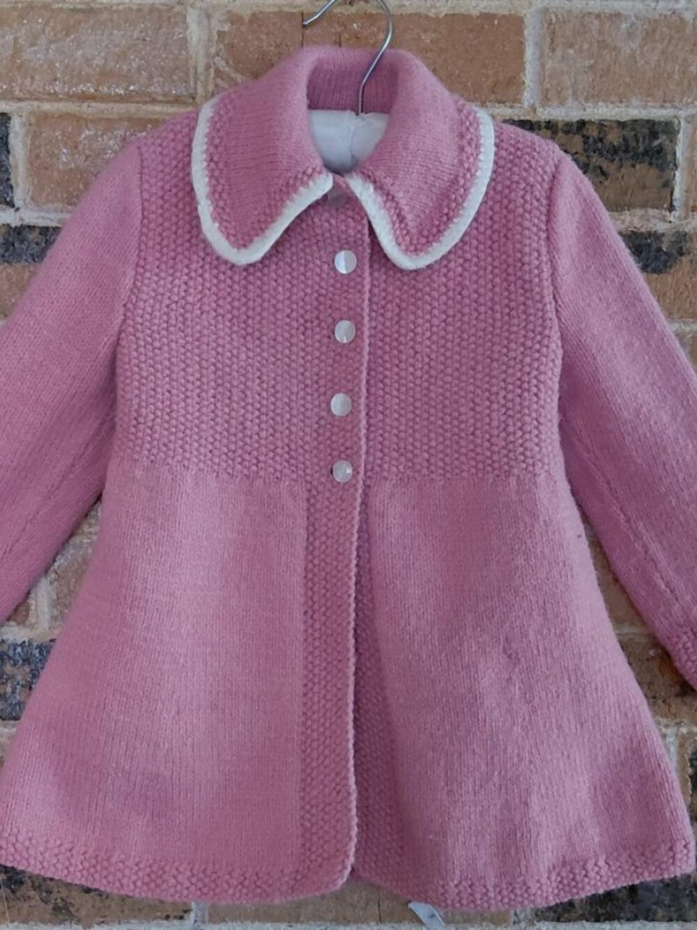 Handmade OOAK Pink Girls Knit Lined Coat and Hat 3T
